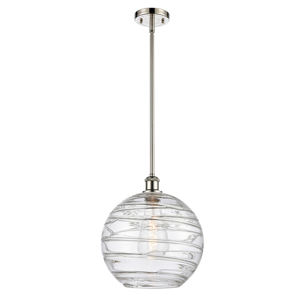 Deco Swirl Mini Pendant shown in the Polished Nickel finish with a Clear shade
