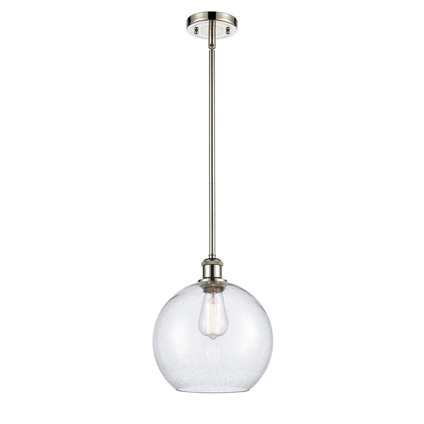 Athens Mini Pendant shown in the Polished Nickel finish with a Seedy shade
