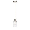 Candor Mini Pendant shown in the Polished Nickel finish with a Clear Waterglass shade