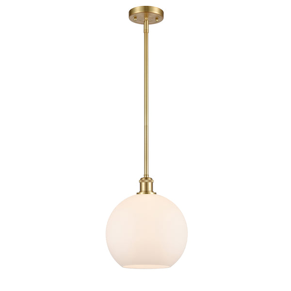 Athens Mini Pendant shown in the Satin Gold finish with a Matte White shade