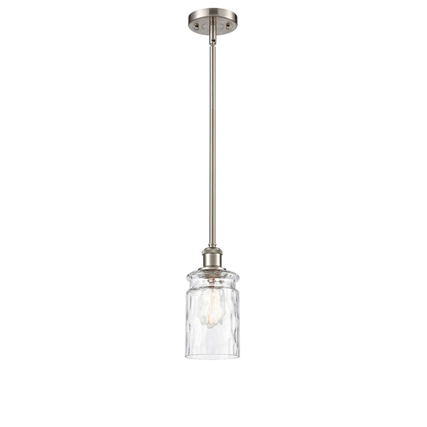 Candor Mini Pendant shown in the Brushed Satin Nickel finish with a Clear Waterglass shade