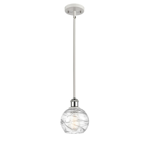 Deco Swirl Mini Pendant shown in the White and Polished Chrome finish with a Clear shade