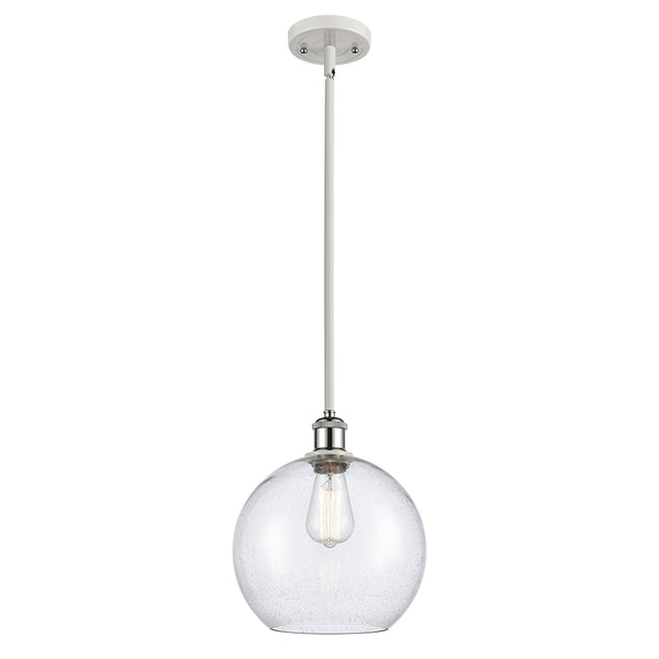 Athens Mini Pendant shown in the White and Polished Chrome finish with a Seedy shade