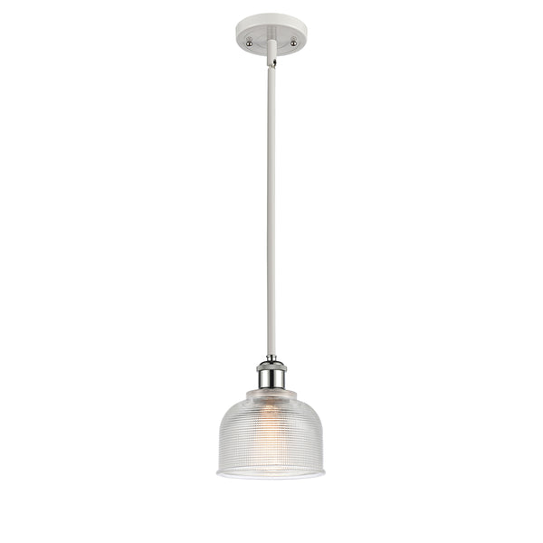 Dayton Mini Pendant shown in the White and Polished Chrome finish with a Clear shade