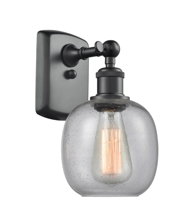 Innovations Lighting Belfast 1-100 watt 6 inch Matte Black Sconce  Seedy glass   180 Degree Adjustable Swivels 5161WBKG104