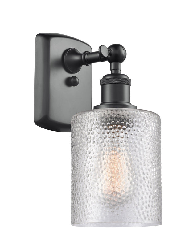 Innovations Lighting Cobbleskill 1-100 watt 5 inch Matte Black Sconce Clear Ripple glass 180 Degree Swivels 5161WBKG112