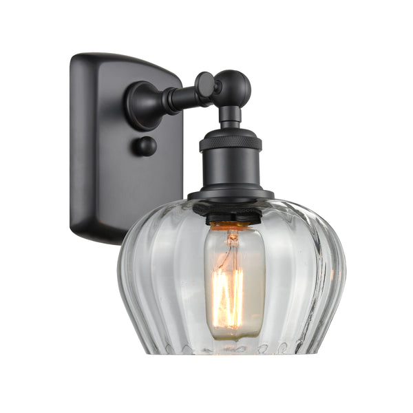 Fenton Sconce shown in the Matte Black finish with a Clear shade