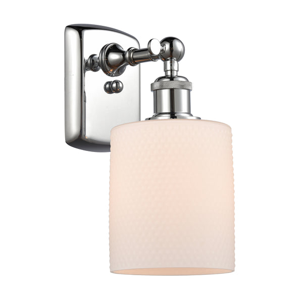 Cobbleskill Sconce shown in the Polished Chrome finish with a Matte White shade