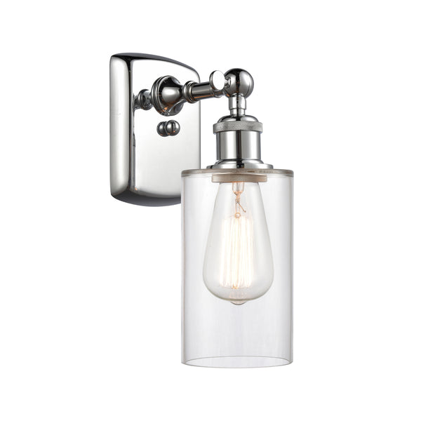 Clymer Sconce shown in the Polished Chrome finish with a Clear shade