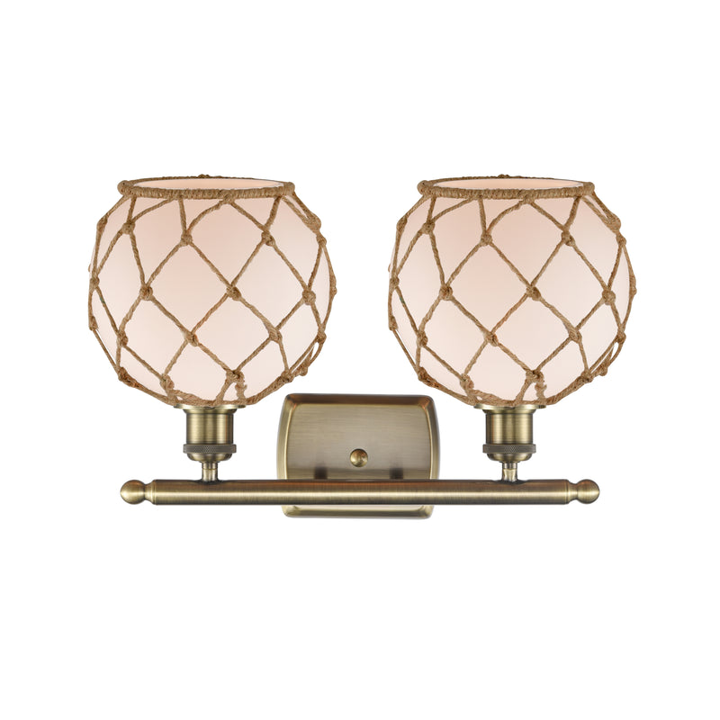 Innovations Lighting Farmhouse Rope 2 Light Bath Vanity Light Part Of The Ballston Collection 516-2W-AB-G121-8RB