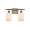 Hadley Bath Vanity Light shown in the Antique Brass finish with a Matte White shade