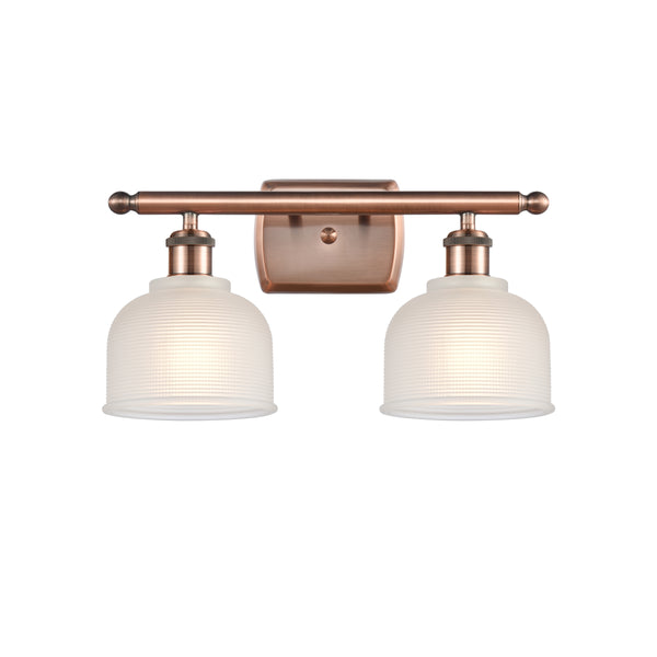 Dayton Bath Vanity Light shown in the Antique Copper finish with a White shade