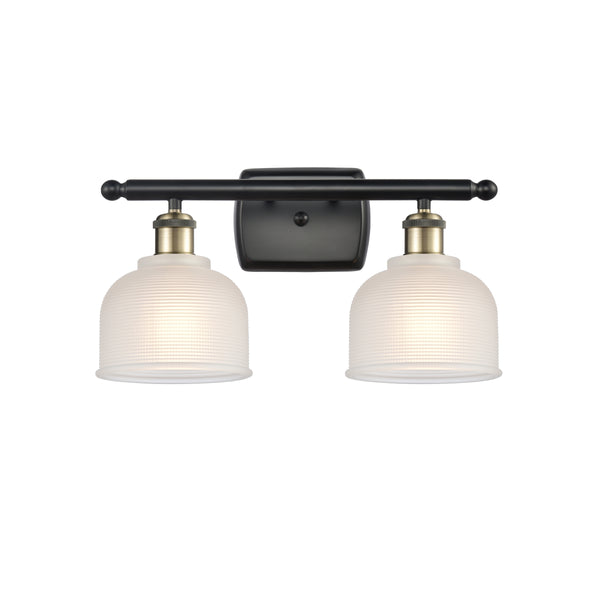 Dayton Bath Vanity Light shown in the Black Antique Brass finish with a White shade