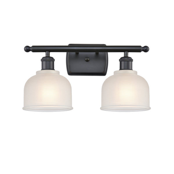 Dayton Bath Vanity Light shown in the Matte Black finish with a White shade