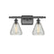 Conesus Bath Vanity Light shown in the Oil Rubbed Bronze finish with a Clear Crackle shade