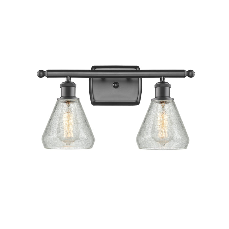 Conesus Bath Vanity Light shown in the Oil Rubbed Bronze finish with a Clear Crackle shade