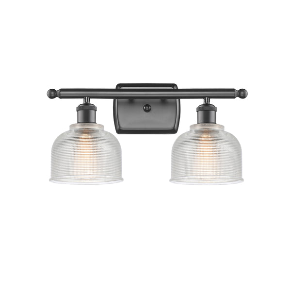 Dayton Bath Vanity Light shown in the Oil Rubbed Bronze finish with a Clear shade