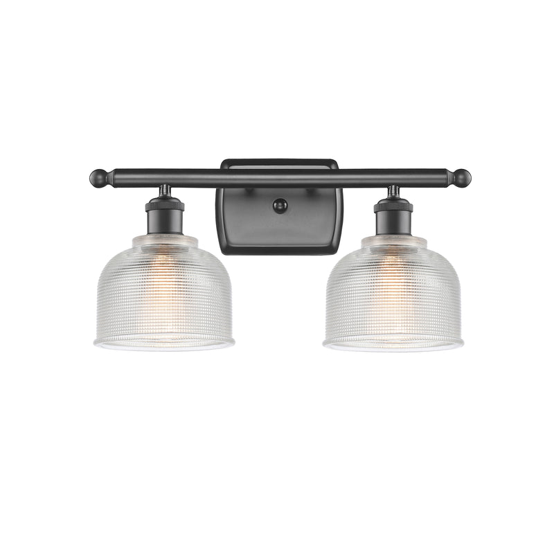 Dayton Bath Vanity Light shown in the Oil Rubbed Bronze finish with a Clear shade
