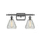 Conesus Bath Vanity Light shown in the Polished Chrome finish with a Clear Crackle shade