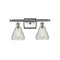 Conesus Bath Vanity Light shown in the Brushed Satin Nickel finish with a Clear Crackle shade