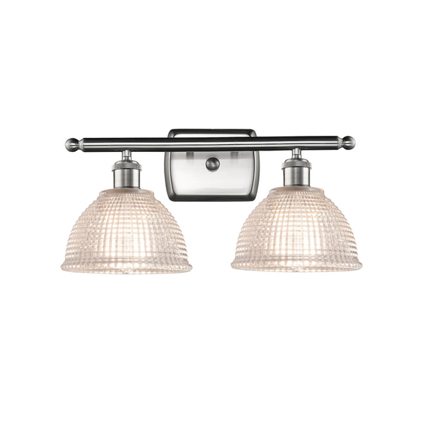 Arietta Bath Vanity Light shown in the Brushed Satin Nickel finish with a Clear shade