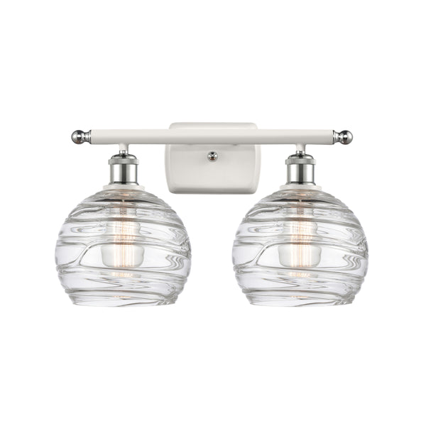 Deco Swirl Bath Vanity Light shown in the White and Polished Chrome finish with a Clear shade