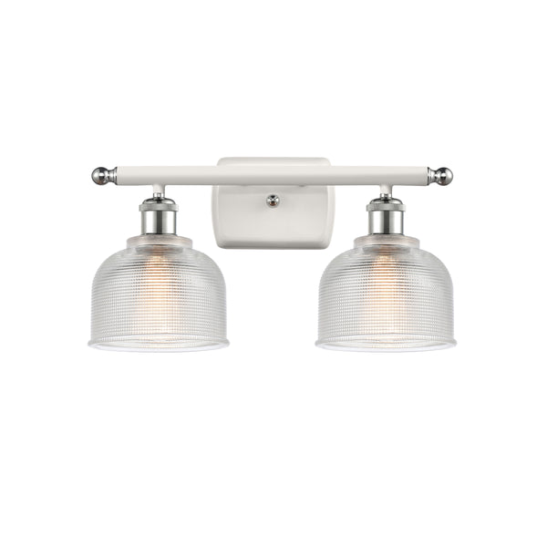 Dayton Bath Vanity Light shown in the White and Polished Chrome finish with a Clear shade