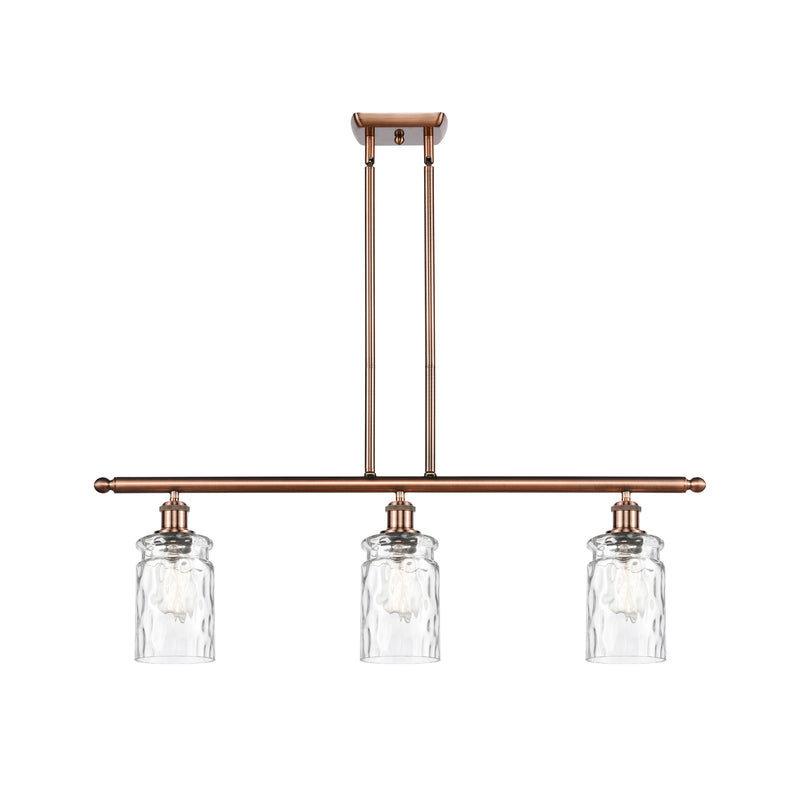 Candor Island Light shown in the Antique Copper finish with a Clear Waterglass shade