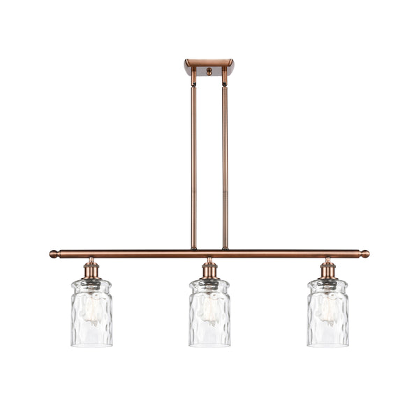 Candor Island Light shown in the Antique Copper finish with a Clear Waterglass shade