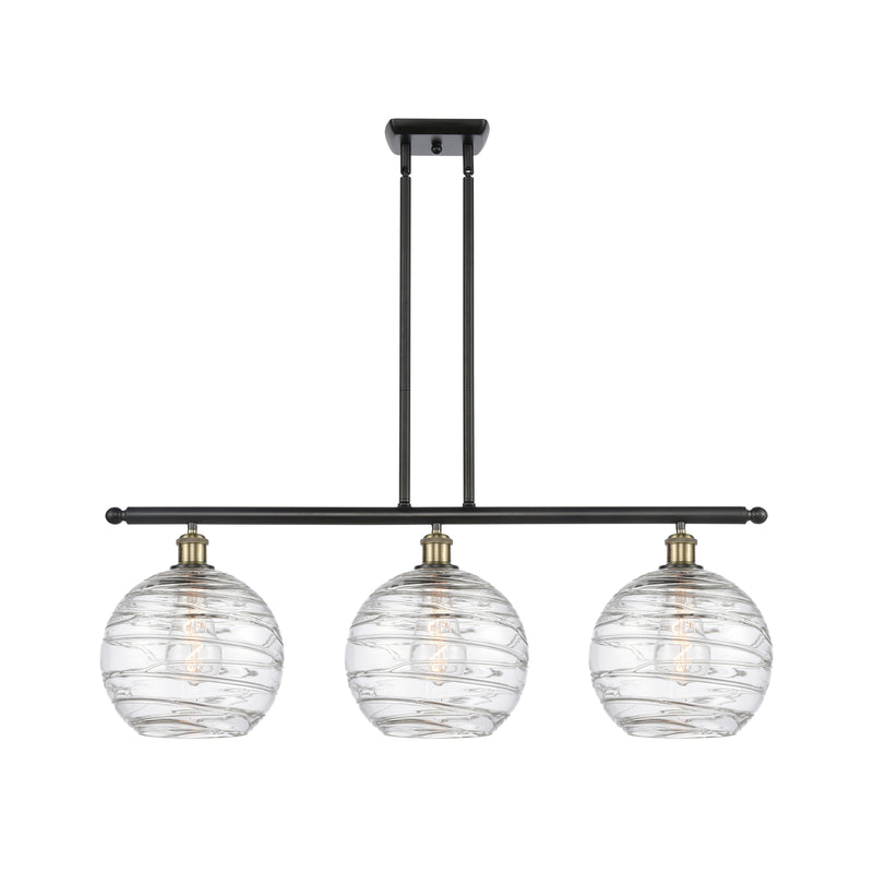 Deco Swirl Island Light shown in the Black Antique Brass finish with a Clear shade