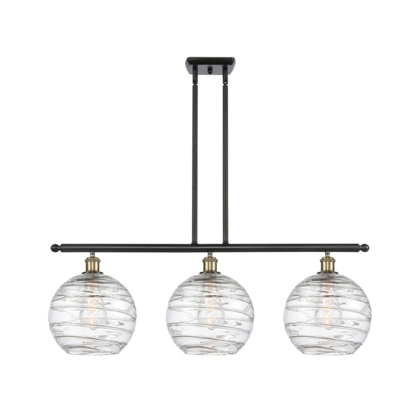Deco Swirl Island Light shown in the Black Antique Brass finish with a Clear shade