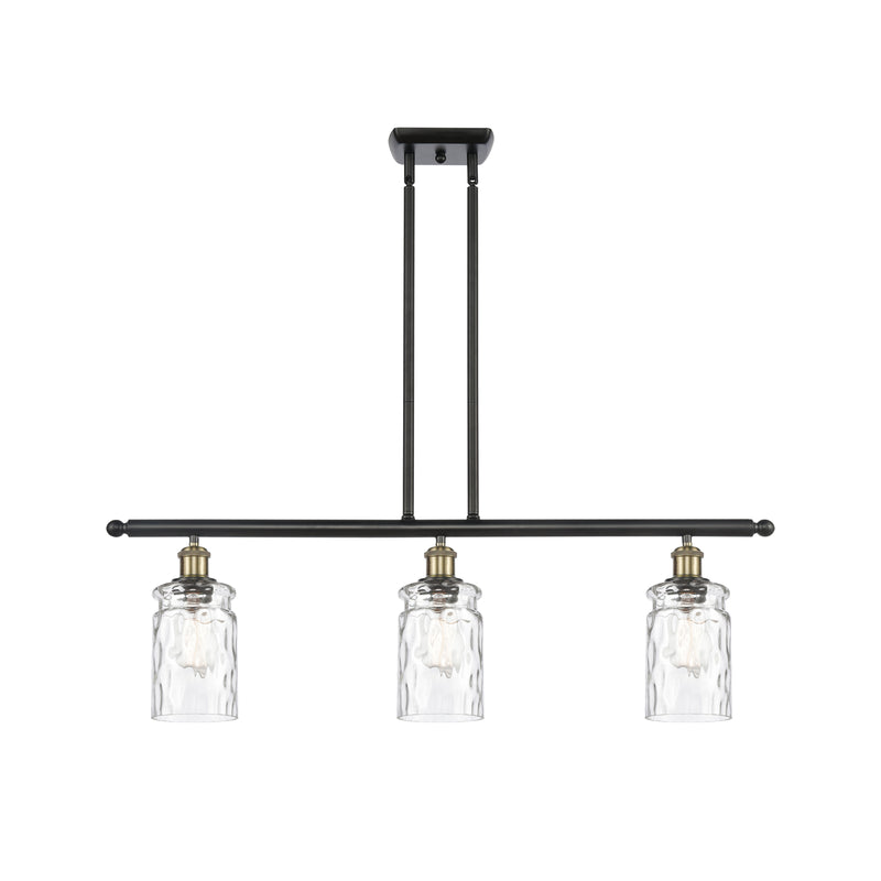 Candor Island Light shown in the Black Antique Brass finish with a Clear Waterglass shade