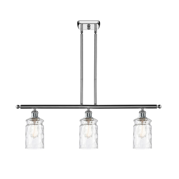 Candor Island Light shown in the Polished Chrome finish with a Clear Waterglass shade