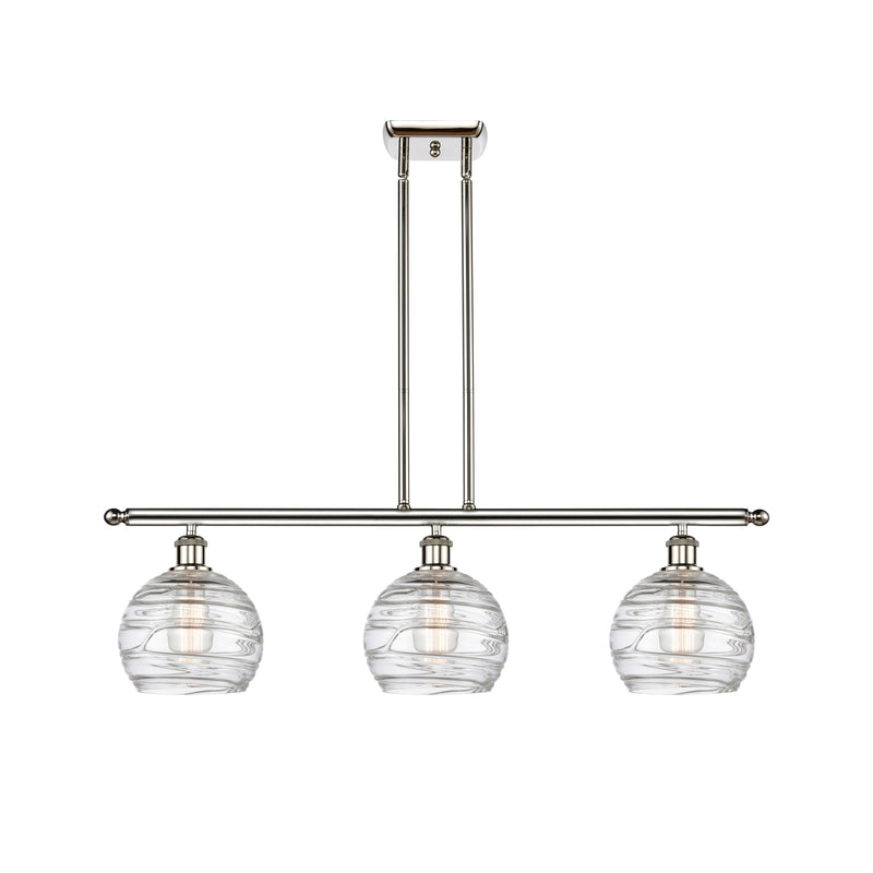 Deco Swirl Island Light shown in the Polished Nickel finish with a Clear shade