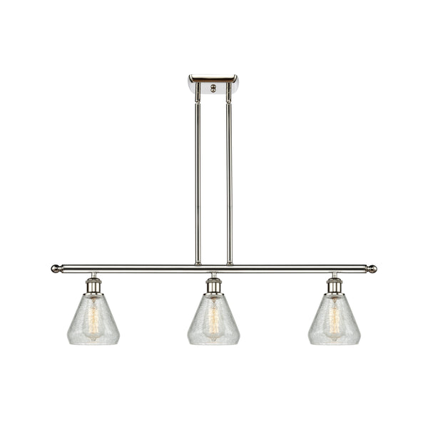 Conesus Island Light shown in the Polished Nickel finish with a Clear Crackle shade
