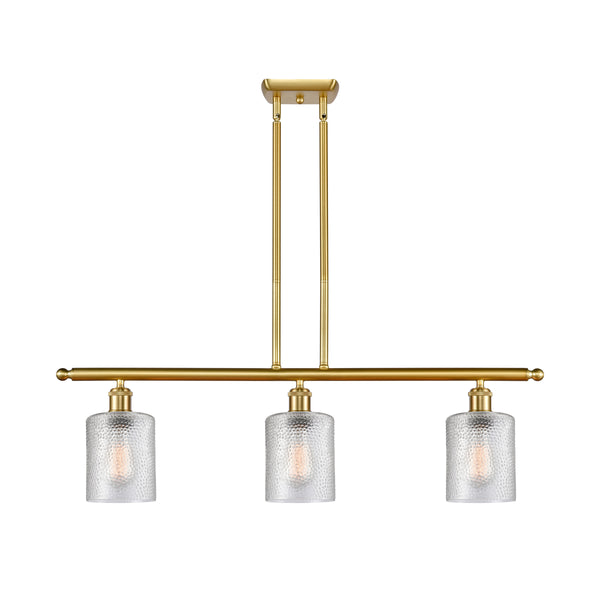 Cobbleskill Island Light shown in the Satin Gold finish with a Clear shade