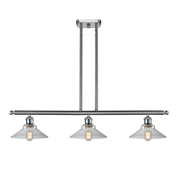 Orwell Island Light shown in the Brushed Satin Nickel finish with a Clear shade