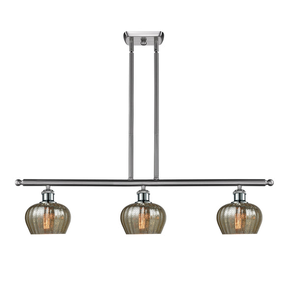 Fenton Island Light shown in the Brushed Satin Nickel finish with a Mercury shade