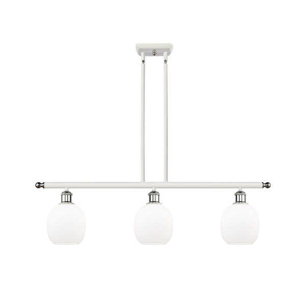 Belfast Island Light shown in the White and Polished Chrome finish with a Matte White shade