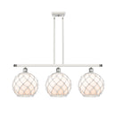 Farmhouse Rope Island Light shown in the White and Polished Chrome finish with a White Glass with White Rope shade