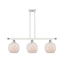 Farmhouse Rope Island Light shown in the White and Polished Chrome finish with a White Glass with White Rope shade