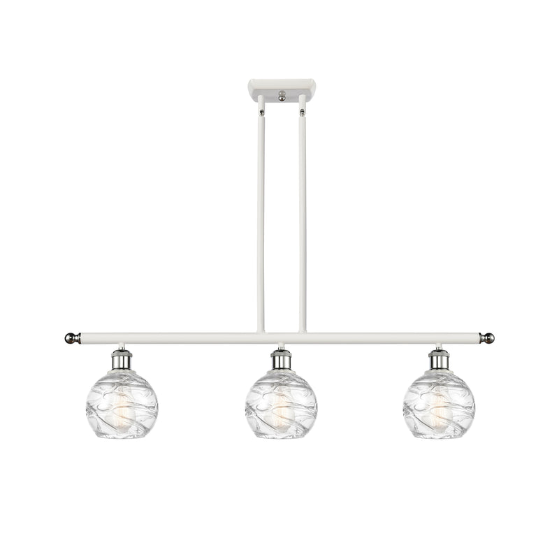 Deco Swirl Island Light shown in the White and Polished Chrome finish with a Clear shade