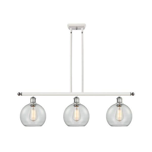 Athens Island Light shown in the White and Polished Chrome finish with a Clear shade