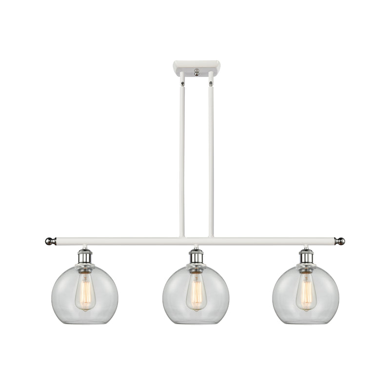 Athens Island Light shown in the White and Polished Chrome finish with a Clear shade