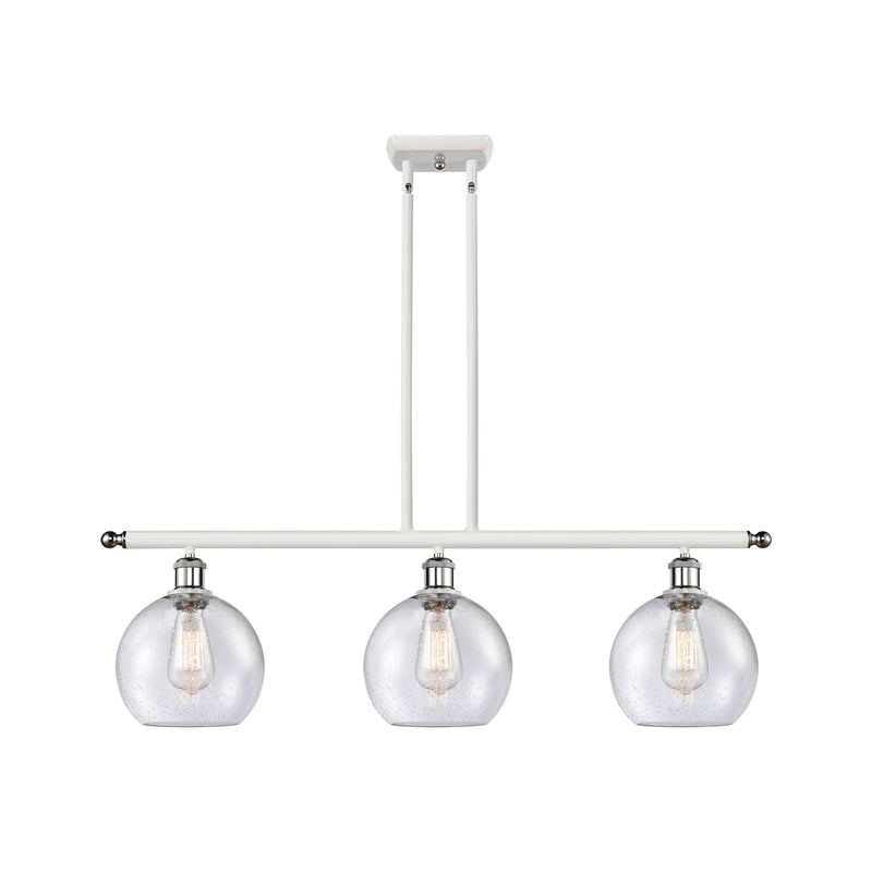 Athens Island Light shown in the White and Polished Chrome finish with a Seedy shade