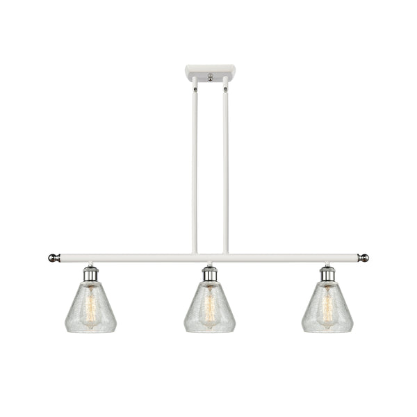 Conesus Island Light shown in the White and Polished Chrome finish with a Clear Crackle shade