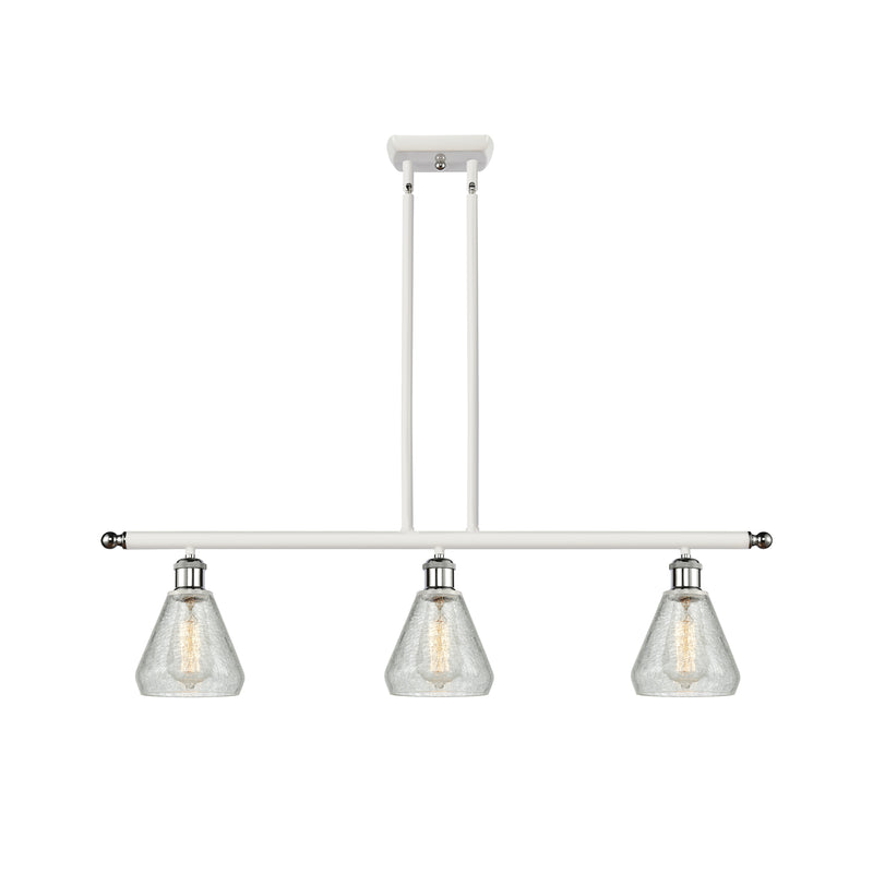 Conesus Island Light shown in the White and Polished Chrome finish with a Clear Crackle shade