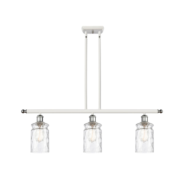 Candor Island Light shown in the White and Polished Chrome finish with a Clear Waterglass shade