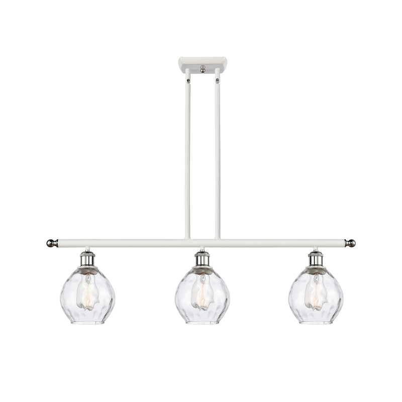 Waverly Island Light shown in the White and Polished Chrome finish with a Clear shade