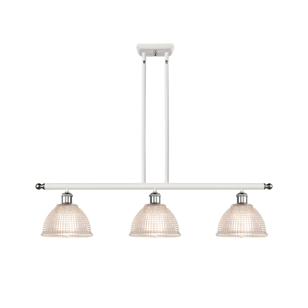 Arietta Island Light shown in the White and Polished Chrome finish with a Clear shade